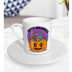 BK Gift Beyaz Happy Halloween Tasarımlı Türk Kahvesi Fincanı