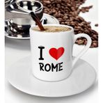 BK Gift Beyaz I Love Rome Tasarımlı Türk Kahvesi Fincanı