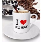 BK Gift Beyaz Love New York Tasarımlı Türk Kahvesi Fincanı