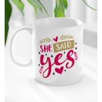 BK Gift Beyaz She Said Yes Tasarımlı 3 Kupa