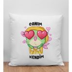 Bk Gift Canım Kendim Tasarımlı Beyaz Kırlent Yastık, Arkadaşa , Doğum Günü