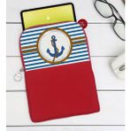 BK Gift Çapa Tasarımlı Taşınabilir Koruyucu Tablet Kılıfı & Organizer Çanta - Kırmızı-1