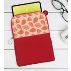 BK Gift Çilek Tasarımlı Taşınabilir Koruyucu Tablet Kılıfı & Organizer Çanta - Kırmızı-1