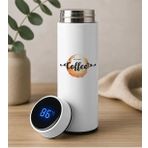 Bk Gift Coffee Tasarımlı Filtreli Dijital Göstergeli Beyaz Çelik Termos-2, Arkadaşa Hediye, Sevgiliye Hediye, Yeni Iş Hediyesi