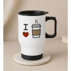 Bk Gift Coffee Tasarımlı Kulplu Beyaz Çelik Bardak Termos Mug 450ML-3, Sevgiliye , Arkadaşa , Eşe