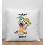 Bk Gift Delileri Sevin Tasarımlı Beyaz Kırlent Yastık, Arkadaşa , Doğum Günü