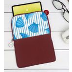 BK Gift Deniz Kabukları Tasarımlı Taşınabilir Koruyucu Tablet Kılıfı & Organizer Çanta - Bordo-2