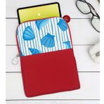 BK Gift Deniz Kabukları Tasarımlı Taşınabilir Koruyucu Tablet Kılıfı & Organizer Çanta - Kırmızı-2