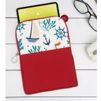 BK Gift Denizci Tasarımlı Taşınabilir Koruyucu Tablet Kılıfı & Organizer Çanta - Kırmızı-1