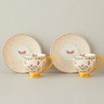 Bk Gift Dipsy New Bone China 4 Parça 2 Kişilik Kahve Fincan Takımı 100 ml Hardal – Şık Sunum Fincan Seti