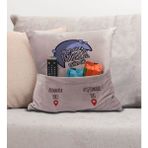 Bk Gift Eğlenceli Tasarımlı Organizer Kumanda ve Atıştırmalık Cepli Pembe Kırlent Yastık- 15, Ev Dekoru, - 43 x 43 cm - Renkli