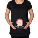 BK Gift Esprili Tasarım Siyah Hamile Tişört-1, Hamile Giyim, Eşe Hediye