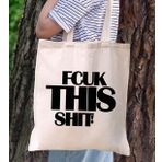 BK Gift Fcuk Tasarımlı Kanvas Bez Çanta, Baskılı Omuz Çantası, Alışveriş Çantası, Plaj Çantası, Arkadaşa Hediye-4