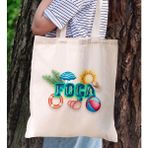 Bk Gift Foça Temalı Kanvas Bez Plaj Çantası Baskılı Omuz Çantası, Alışveriş Çantası, Arkadaşa Hediye