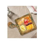 Bk Gift Gift Retro Motif Tasarımlı Kare Şeklinde Doğal Ahşap Servis Ve Sunum Tabağı Model 11
