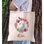 Bk Gift Happy Easter Tasarımlı Kanvas Bez Çanta, Baskılı Omuz Çantası, Alışveriş Çantası, Plaj Çantası, Arkadaşa Hediye-12