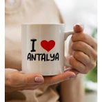 BK Gift I Love Antalya Tasarımlı Beyaz Kupa Bardak