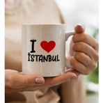 BK Gift I Love İstanbul Tasarımlı Beyaz Kupa Bardak