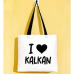 Bk Gift I Love Kalkan Siyah Renkli Kulp Gabardin Bez Çanta 40X35CM, Baskılı Omuz Çantası, Alışveriş Çantası, Plaj Çantası - 40 x 35 cm