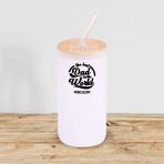 BK Gift İsimli Dad Tasarımlı Beyaz Renk Pipetli Buzlu Cam Bardak 600ml - 6, Babaya Hediye, Doğum Günü Hediyesi