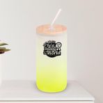 BK Gift İsimli Dad Tasarımlı Sarı Renk Pipetli Buzlu Cam Bardak 600ml - 3, Babaya Hediye, Doğum Günü Hediyesi