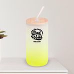 BK Gift İsimli Dad Tasarımlı Sarı Renk Pipetli Buzlu Cam Bardak 600ml - 6, Babaya Hediye, Doğum Günü Hediyesi