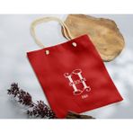 Bk Gift Isimli Tarihli Kırmızı Halat Saplı Kumaş Bez Çanta - 6 Baskılı Omuz Çantası