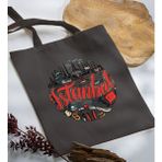 Bk Gift Istanbul Tasarımlı-1 Antrasit Kumaş Bez Çanta
