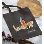 Bk Gift Istanbul Tasarımlı-3 Antrasit Kumaş Bez Çanta