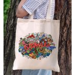 Bk Gift Istanbul Tasarımlı Kanvas Bez Çanta, Baskılı Omuz Çantası, Alışveriş Çantası, Plaj Çantası, Arkadaşa Hediye-8 - Desenli
