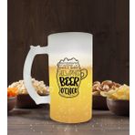 BK Gift It's Always Beer O'Clock Tasarımlı Buzlu Cam Bira Bardağı 50cl-1