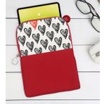 BK Gift Kalpler Tasarımlı Taşınabilir Koruyucu Tablet Kılıfı & Organizer Çanta - Kırmızı-1