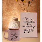 BK Gift Kimseyi Görmedim Ben Tasarımlı Pembe Sert Kapaklı Defter ve Middle Kupa Seti-3