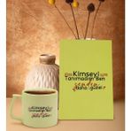 BK Gift Kimseyi Görmedim Ben Tasarımlı Sarı Sert Kapaklı Defter ve Middle Kupa Seti-2