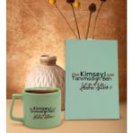 BK Gift Kimseyi Görmedim Ben Tasarımlı Su Yeşili Sert Kapaklı Defter ve Middle Kupa Seti-2