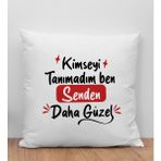 Bk Gift Kimseyi Tanımadım Ben Tasarımlı Beyaz Kırlent Yastık, Arkadaşa , Ev Dekorasyonu, Ev -1