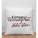 Bk Gift Kimseyi Tanımadım Ben Tasarımlı Beyaz Kırlent Yastık, Arkadaşa , Ev Dekorasyonu, Ev -2