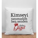 Bk Gift Kimseyi Tanımadım Ben Tasarımlı Beyaz Kırlent Yastık, Arkadaşa , Ev Dekorasyonu, Ev -4