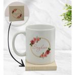 BK Gift Kişiye Özel - 18 Çiçek Tasarımlı Beyaz Kupa Bardak