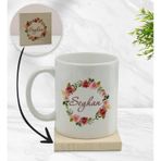 BK Gift Kişiye Özel - 19 Çiçek Tasarımlı Beyaz Kupa Bardak