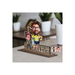 Bk Gift Kişiye Özel 3D Kabartma İsimli Baba-Oğul Karikatürlü Ahşap Biblo-12, Babaya Hediye, Babalar