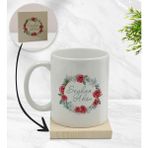 BK Gift Kişiye Özel - 8 Çiçek Tasarımlı Beyaz Kupa Bardak