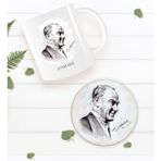 Bk Gift Kişiye Özel Atatürk Temalı Beyaz Kupa Bardak Ve Yuvarlak Ahşap Bardak Altlığı Hediye Seti -10
