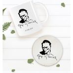 Bk Gift Kişiye Özel Atatürk Temalı Beyaz Kupa Bardak Ve Yuvarlak Ahşap Bardak Altlığı Hediye Seti -19