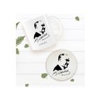 Bk Gift Kişiye Özel Atatürk Temalı Beyaz Kupa Bardak Ve Yuvarlak Ahşap Bardak Altlığı Hediye Seti -26