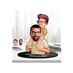 Bk Gift Kişiye Özel Baba Oğul Karikatürlü Ahşap Biblo Model-2 Babaya Hediye, Babalar Günü Hediyeleri