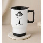 Bk Gift Kişiye Özel Babalar Günü Tasarımlı Kulplu Beyaz Çelik Bardak Termos Mug 450ML-10, Babalar Günü , Babaya