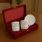 Bk Gift Kişiye Özel Bordo Kadife Kutulu Ikili Canım Annem Tasarımlı 2'li Kahve Fincanı-2, Yeni Iş Hediyesi, Arkadaşa Hediye