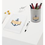 Bk Gift Kişiye Özel Çapa Tasarımlı Beyaz Defter Kalem ve Kalemlik Hediye Seti - Model 3