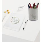 Bk Gift Kişiye Özel Çiçek Tasarımlı Beyaz Defter Kalem ve Kalemlik Hediye Seti - Model 11